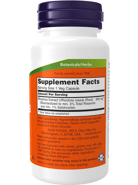 NOW Foods, Rhodiola 500 mg, 60 veg capsules