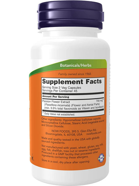 NOW Foods, Passion Flower 350 mg, 90 veg capsules