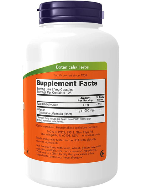 NOW Foods, Valerian Root 500 mg, 250 veg capsules