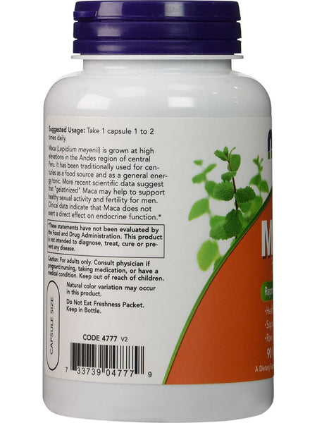 NOW Foods, Maca 750 mg, Raw, 90 veg capsules