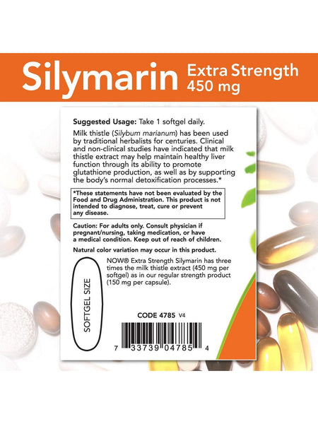 NOW Foods, Silymarin Milk Thistle Extract 450 mg, Extra Strength, 120 softgels