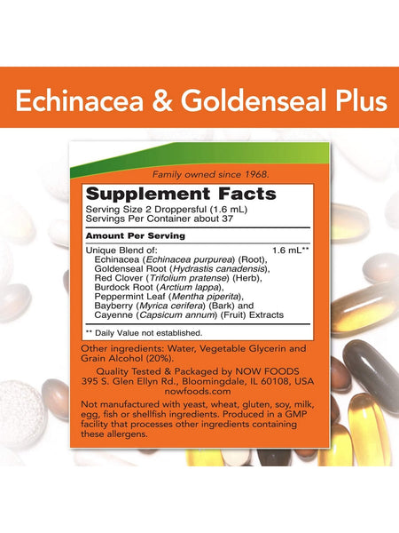 NOW Foods, Echinacea & Goldenseal Plus, 2 fl oz