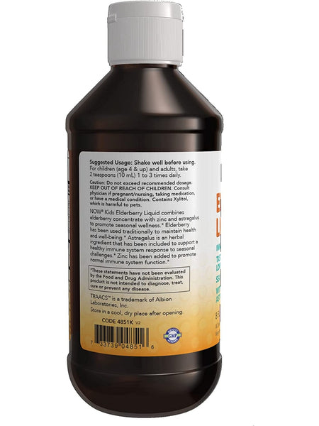 NOW Foods, Elderberry Liquid for Kids, 8 fl oz