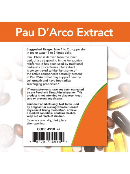 NOW Foods, Pau D'Arco Extract, 2 fl oz