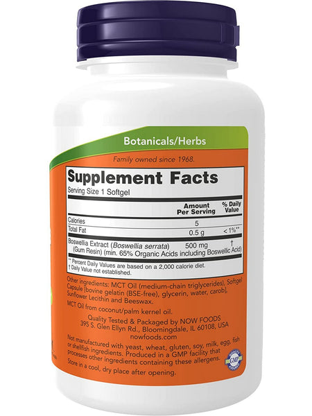 NOW Foods, Boswellia Extract 500 mg, 90 softgels