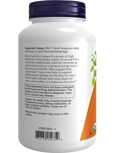 NOW Foods, Maca Pure Powder, Organic, 7 oz