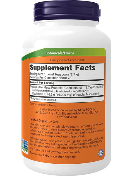 NOW Foods, Maca Pure Powder, Organic, 7 oz
