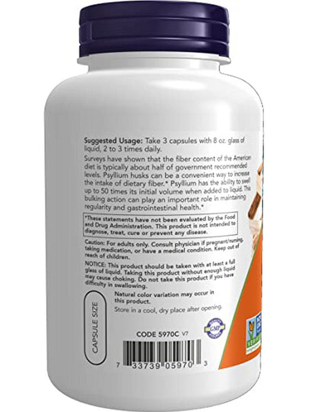 NOW Foods, Psyllium Husk Caps 500 mg, 200 veg capsules