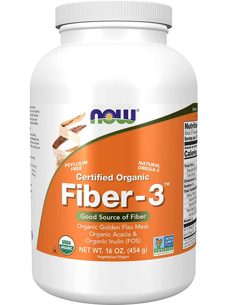 NOW Foods, Fiber-3, Organic, 16 oz