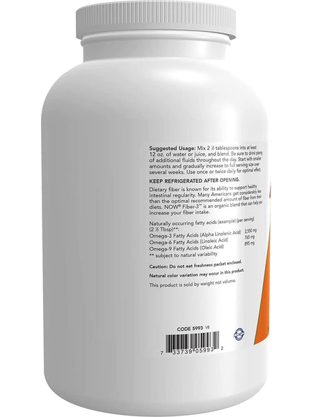 NOW Foods, Fiber-3, Organic, 16 oz
