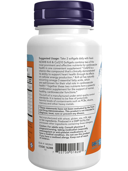 NOW Foods, Krill & CoQ10, 60 softgels