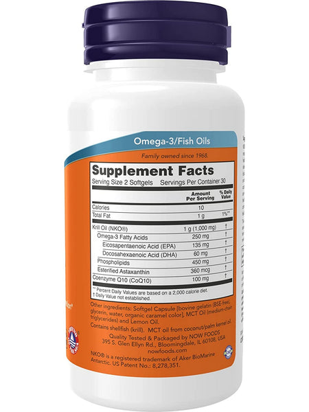 NOW Foods, Krill & CoQ10, 60 softgels