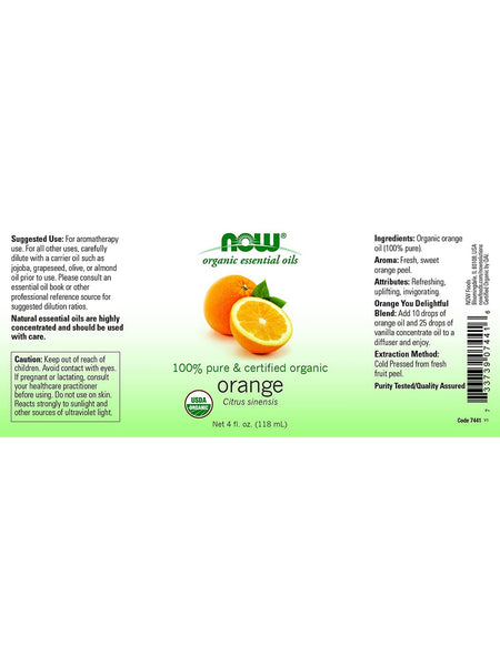 NOW Foods, Orange Oil, Organic, 4 fl oz