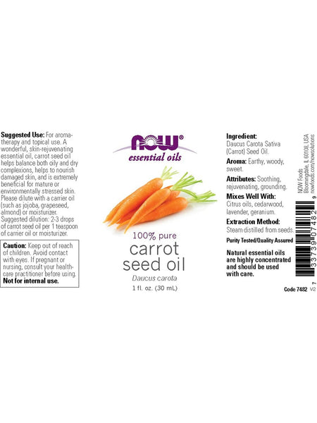 NOW Foods, Carrot Seed Oil, 100% Pure, 1 fl oz