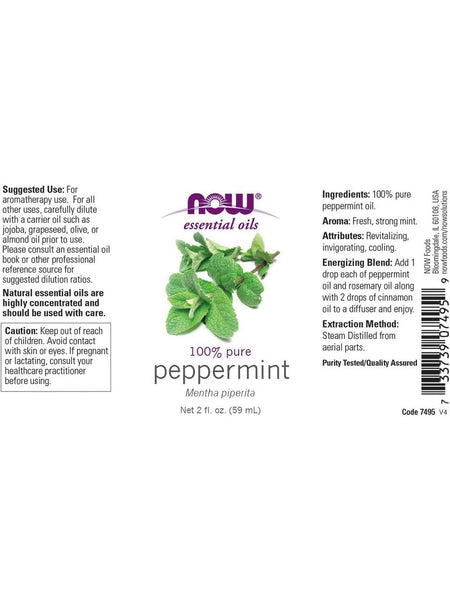 NOW Foods, Peppermint Oil, 100% Pure, 2 fl oz