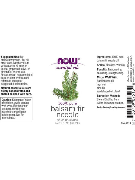NOW Foods, Balsam Fir Needle Oil, 100% Pure, 1 fl oz