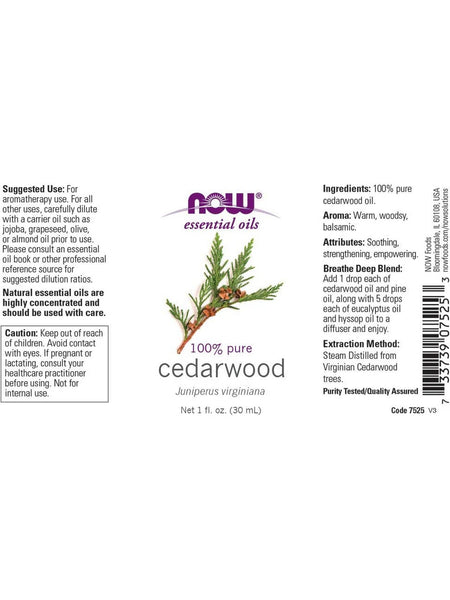 NOW Foods, Cedarwood Oil, 100% Pure, 1 fl oz