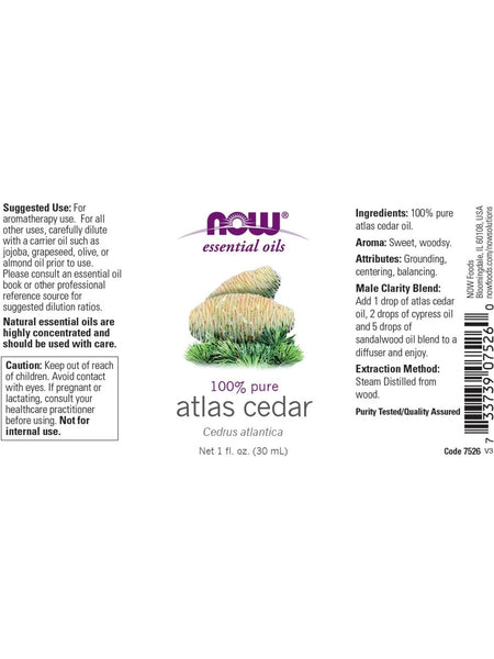 NOW Foods, Atlas Cedar Oil, 100% Pure, 1 fl oz