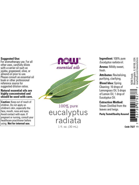 NOW Foods, Eucalyptus Radiata Oil, 100% Pure, 1 fl oz