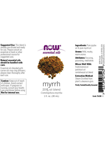 NOW Foods, Myrrh Oil, 20% Oil Blend, 1 fl oz