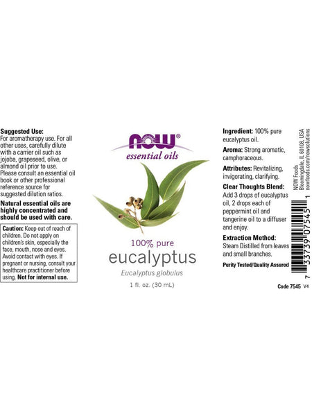 NOW Foods, Eucalyptus Oil, 100% Pure, 1 fl oz