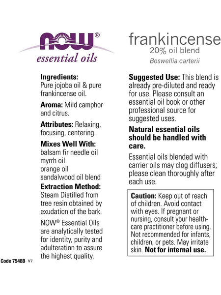 NOW Foods, Frankincense Oil, 20% Oil Blend, 1 fl oz
