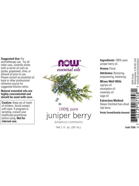 NOW Foods, Juniper Berry Oil, 100% Pure, 1 fl oz