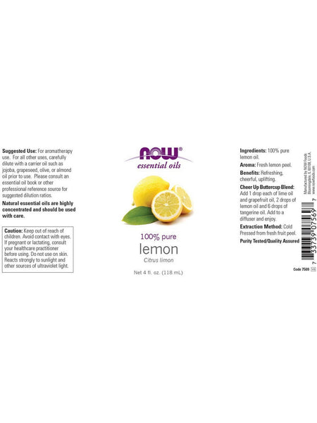 NOW Foods, Lemon Oil, 100% Pure, 4 fl oz