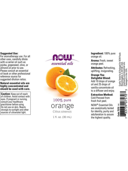 NOW Foods, Orange Oil, 100% Pure, 1 fl oz