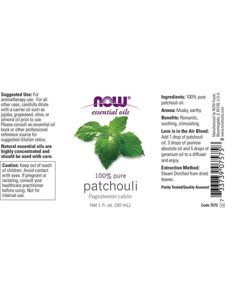 NOW Foods, Patchouli Oil, 100% Pure, 1 fl oz
