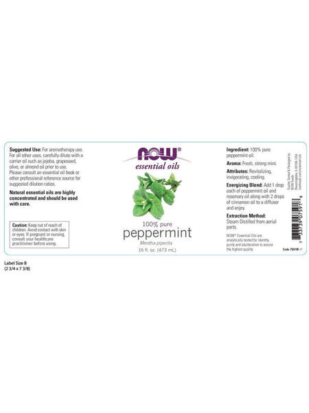 NOW Foods, Peppermint Oil, 100% Pure, 16 fl oz