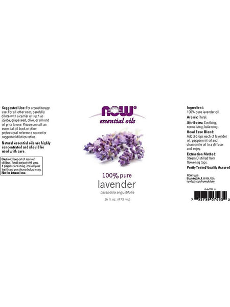 NOW Foods, Lavender Oil, 100% Pure, 16 fl oz