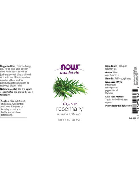 NOW Foods, Rosemary Oil, 100% Pure, 4 fl oz