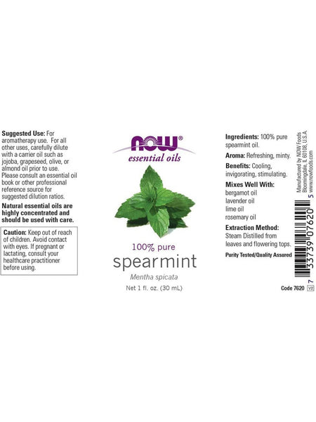 NOW Foods, Spearmint Oil, 100% Pure, 1 fl oz