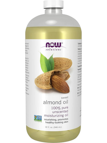 NOW Foods, Sweet Almond Oil, 100% Pure Unscented Moisturizing Oil, 32 fl oz