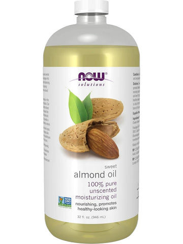 NOW Foods, Sweet Almond Oil, 100% Pure Unscented Moisturizing Oil, 32 fl oz