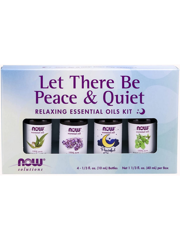 NOW Foods, Let There Be Peace & Quiet, Relaxing Essential Oils Kit, 4-1/3 fl oz Bottles