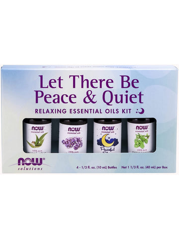 NOW Foods, Let There Be Peace & Quiet, Relaxing Essential Oils Kit, 4-1/3 fl oz Bottles