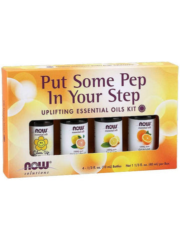 NOW Foods, Put Some Pep in Your Step, Uplifting Essential Oils Kit, 4-1/3 fl oz Bottles