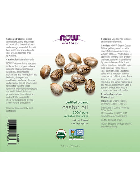 NOW Foods, Castor Oil, Organic, 8 fl oz