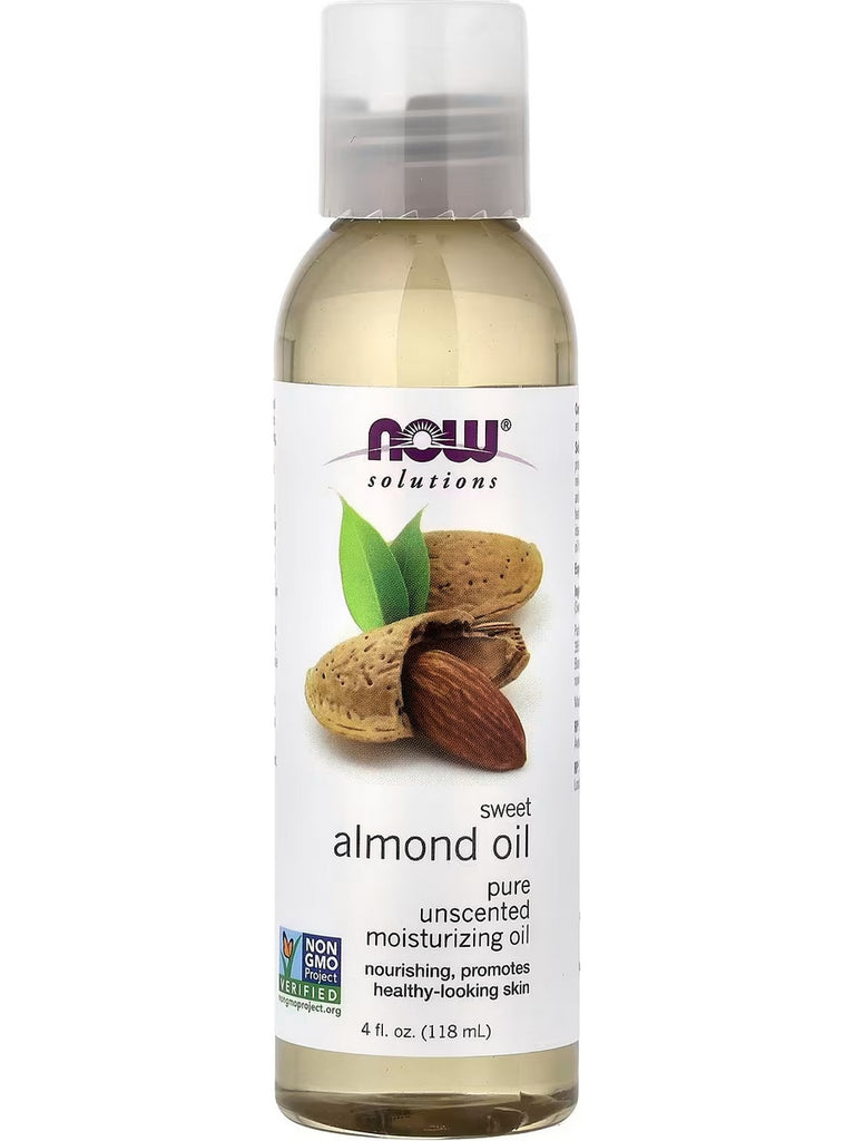 NOW Foods, Sweet Almond Oil, Pure Unscented Moisturizing Oil, 4 fl oz