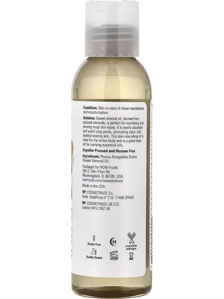NOW Foods, Sweet Almond Oil, Pure Unscented Moisturizing Oil, 4 fl oz