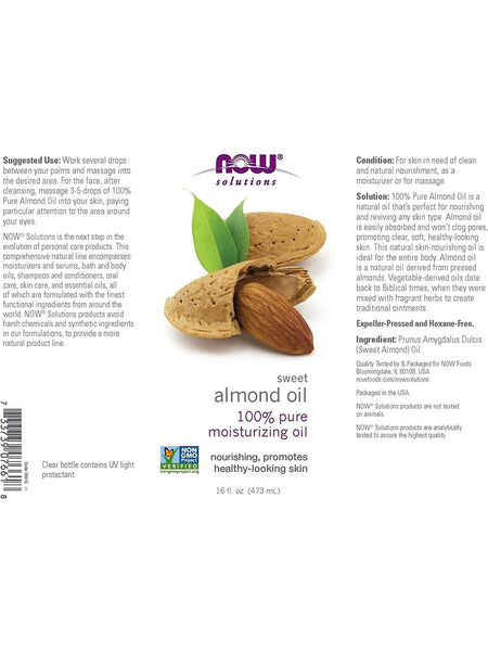 NOW Foods, Sweet Almond Oil, 100% Pure Moisturizing Oil, 16 fl oz