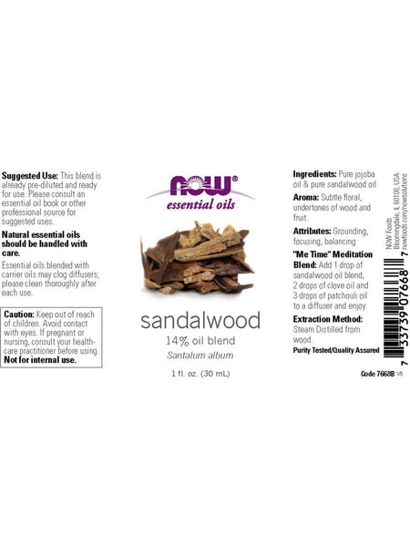 NOW Foods, Sandalwood, 14% Oil Blend, 1 fl oz