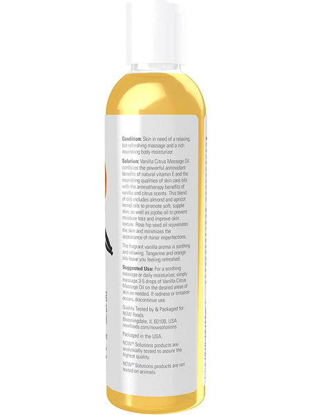 NOW Foods, Refreshing Vanilla Citrus Massage Oil, Skin Rejuvenating Blend, 8 fl oz