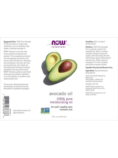 NOW Foods, Avocado Oil, 100% Pure Moisturizing Oil, 16 fl oz