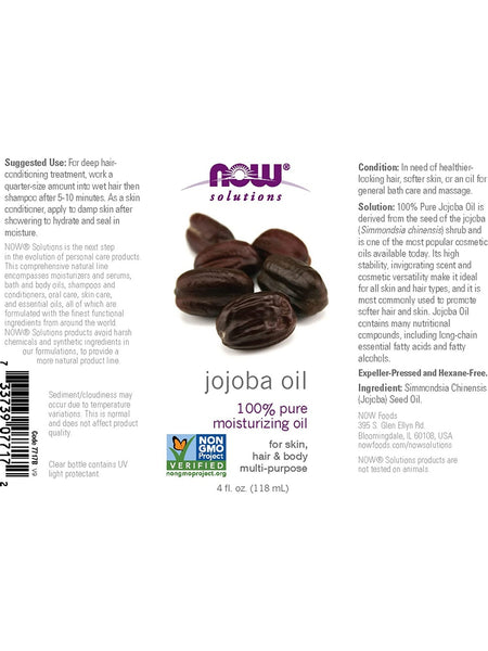 NOW Foods, Jojoba Oil, 100% Pure Moisturizing Oil, 4 fl oz