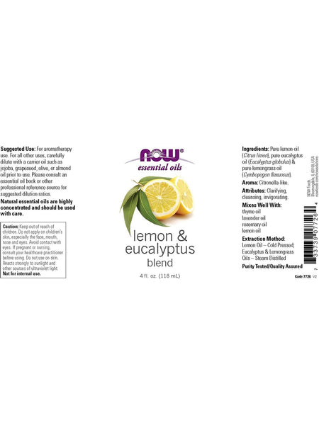 NOW Foods, Lemon & Eucalyptus Blend, 4 fl oz