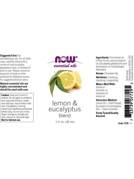 NOW Foods, Lemon & Eucalyptus Blend, 1 fl oz
