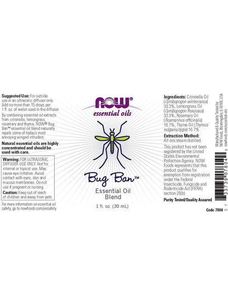 NOW Foods, Bug Ban™ Essential Oil Blend, 1 fl oz